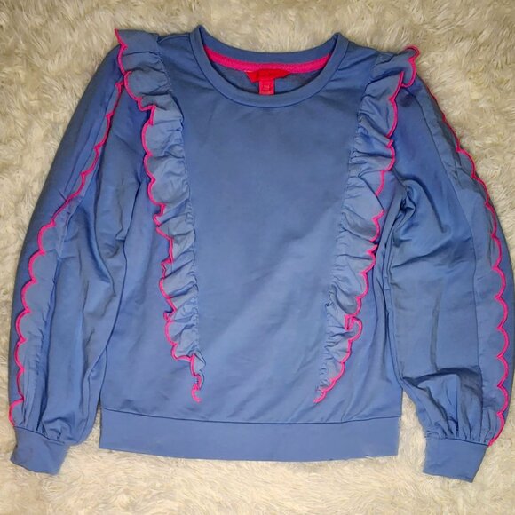 Lilly Pulitzer Sweatshirt Blue Ruffle - Picture 1 of 7